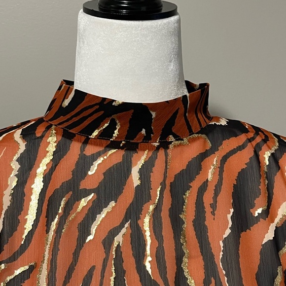 Angeleye Zebra Print High Neck Chiffon Blouse - Picture 5 of 13